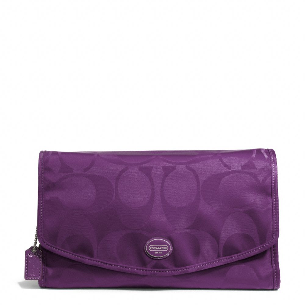 COACH GETAWAY SIGNATURE NYLON COSMETIC KIT - SILVER/AMETHYST - f77392