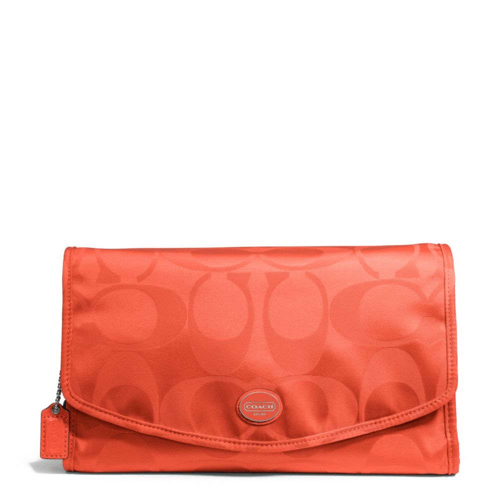 COACH F77392 Getaway Signature Nylon Cosmetic Kit SILVER/HOT ORANGE