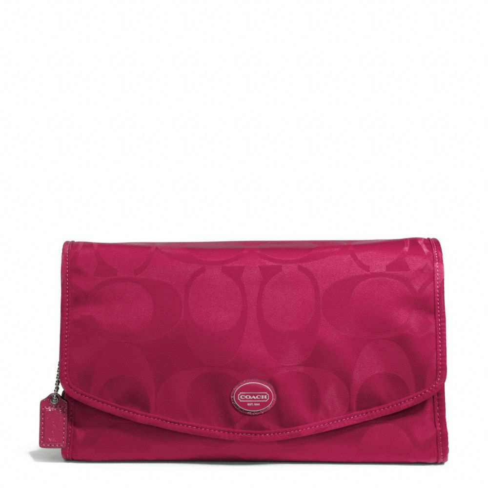 GETAWAY SIGNATURE NYLON COSMETIC KIT - SILVER/FUCHSIA - COACH F77392