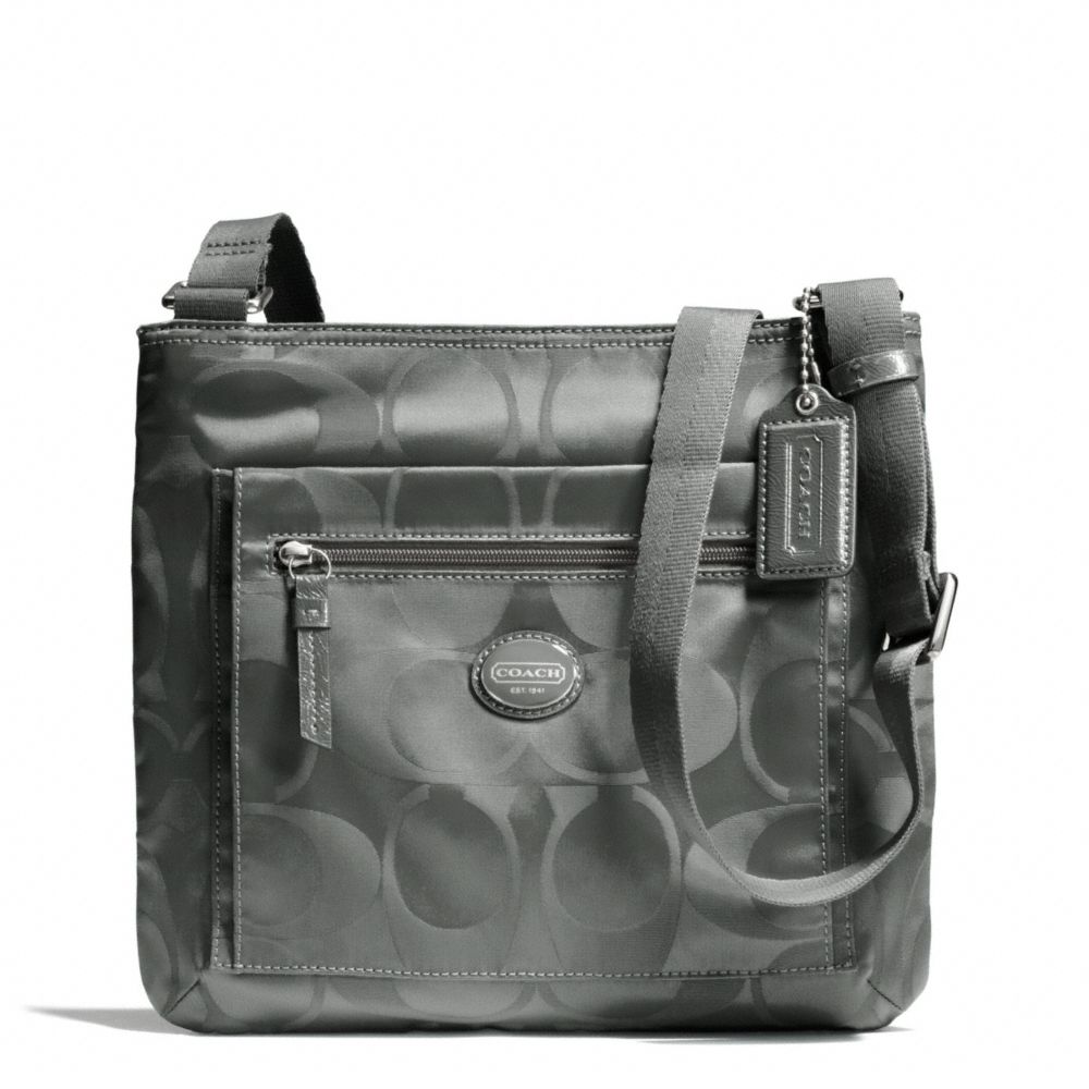 COACH F77408 - GETAWAY SIGNATURE NYLON FILE BAG - SILVER/GREY | COACH ...