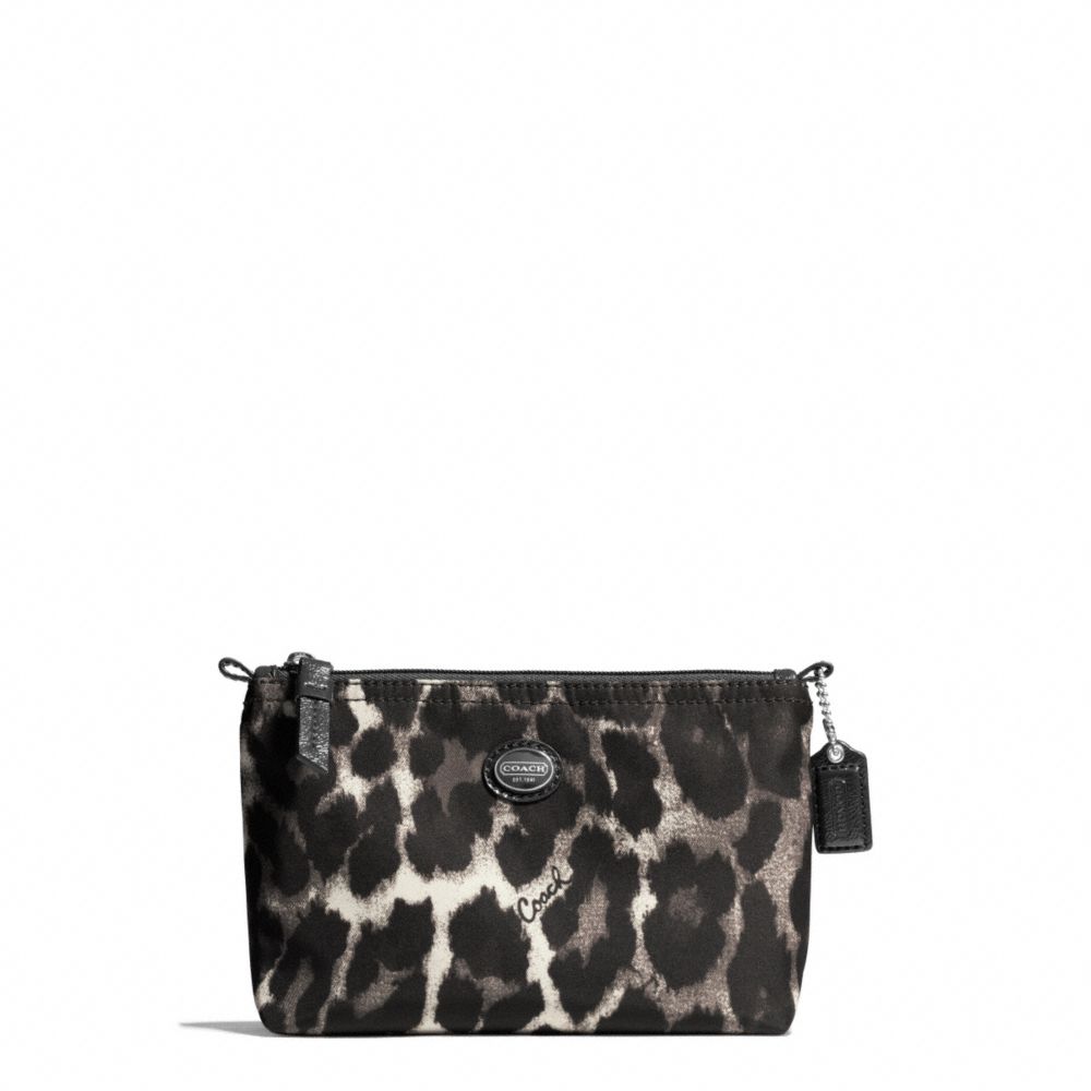 COACH F77431 - GETAWAY OCELOT PRINT MINI COSMETIC POUCH SILVER/BLACK MULTI