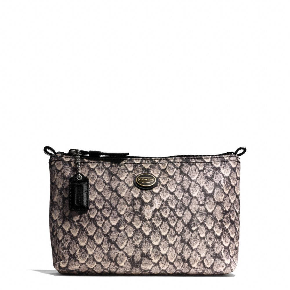 COACH F77444 Getaway Snake Print Mini Cosmetic Pouch SILVER/GUNMETAL