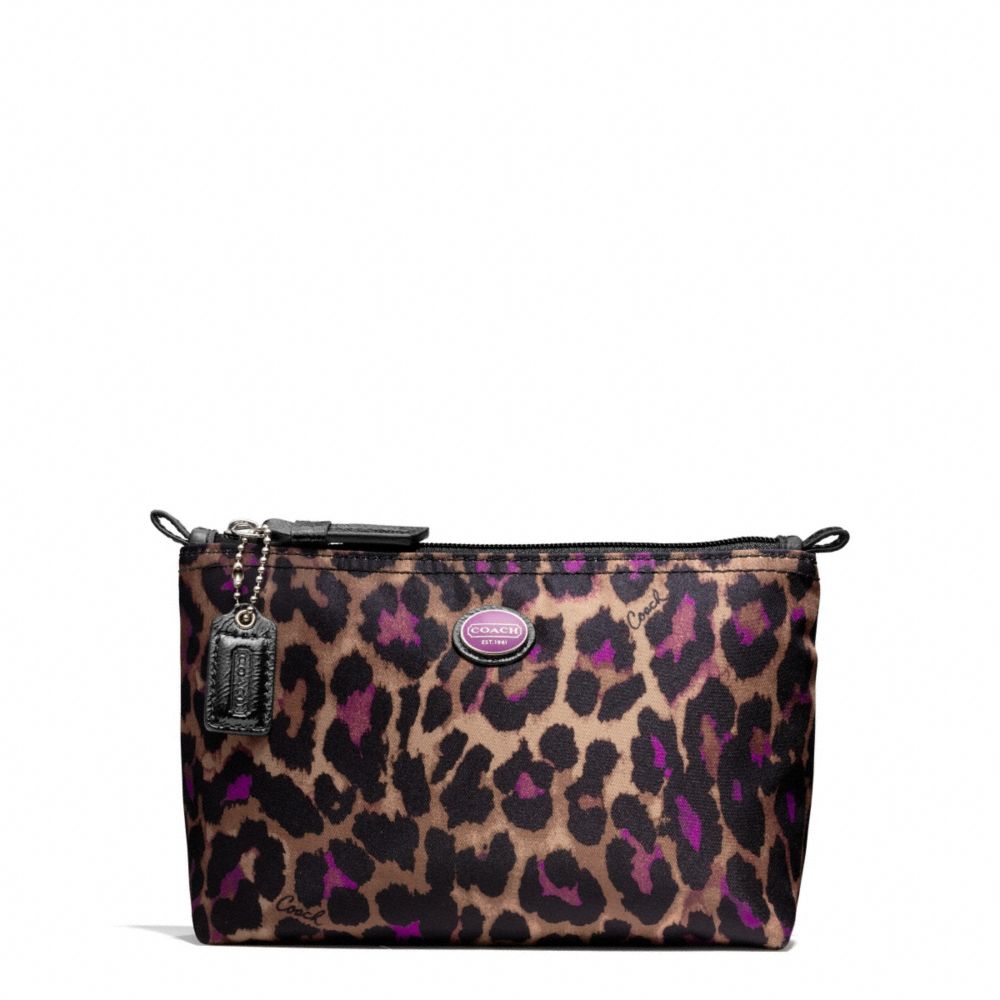 COACH F77447 - GETAWAY OCELOT PRINT MINI COSMETIC POUCH SILVER/VIOLET MULTI