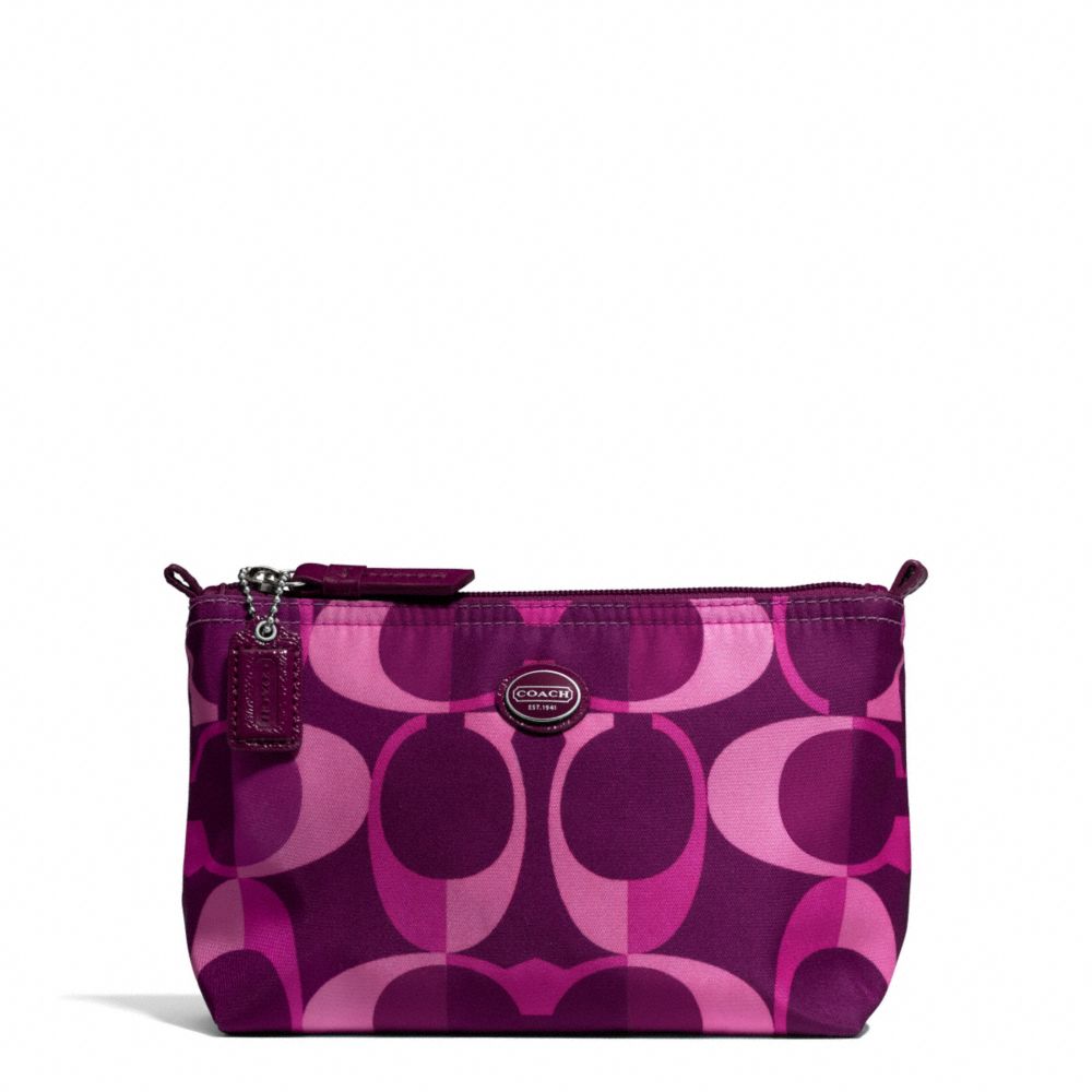 COACH f77453 GETAWAY DREAM C MINI COSMETIC POUCH SILVER/BERRY MULTICOLOR