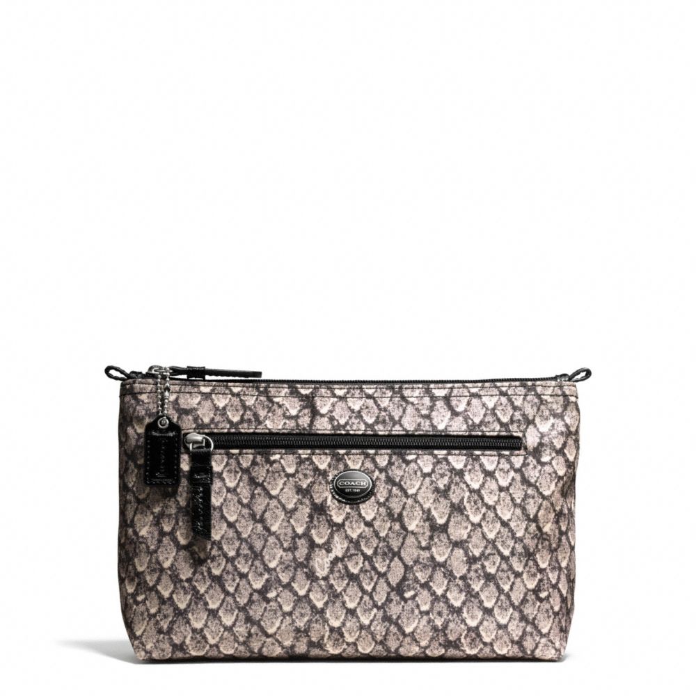 COACH GETAWAY SNAKE PRINT COSMETIC POUCH - SILVER/GUNMETAL - f77462