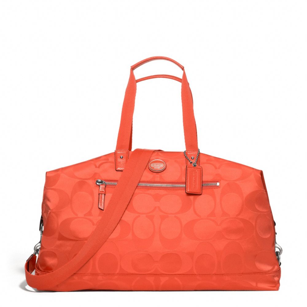 COACH GETAWAY NYLON DUFFLE - SILVER/HOT ORANGE - F77469