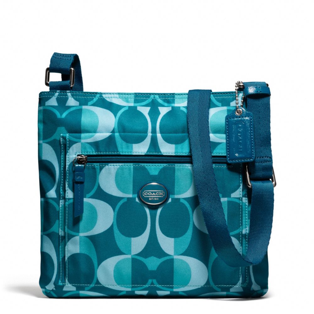 COACH F77472 GETAWAY DREAM C FILE BAG SILVER/TEAL-MULTI