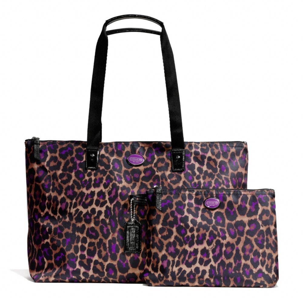 GETAWAY OCELOT PRINT PACKABLE WEEKENDER - SILVER/VIOLET MULTI - COACH F77475