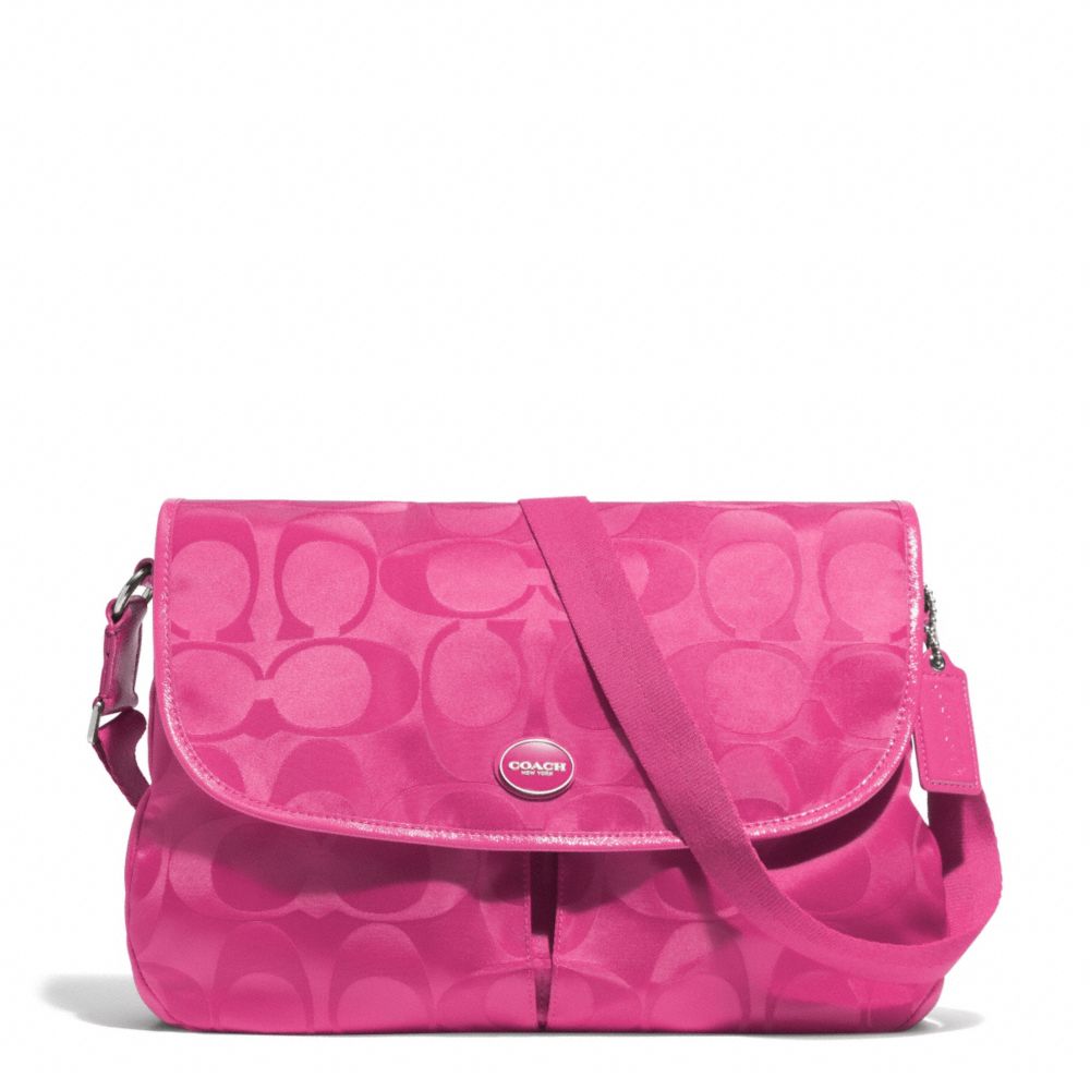 SIGNATURE NYLON MESSENGER - SILVER/HOT PINK - COACH F77490