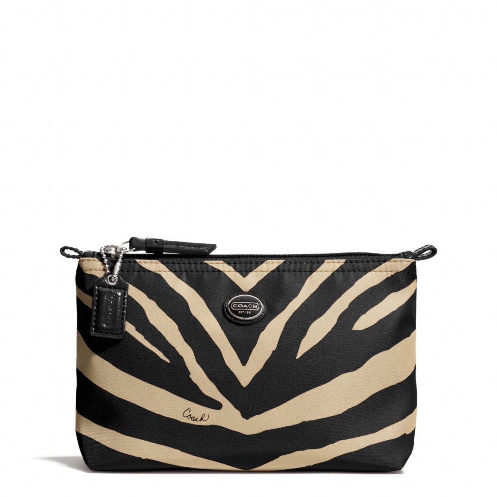 GETAWAY ZEBRA PRINT MINI COSMETIC POUCH - f77536 - SILVER/BLACK