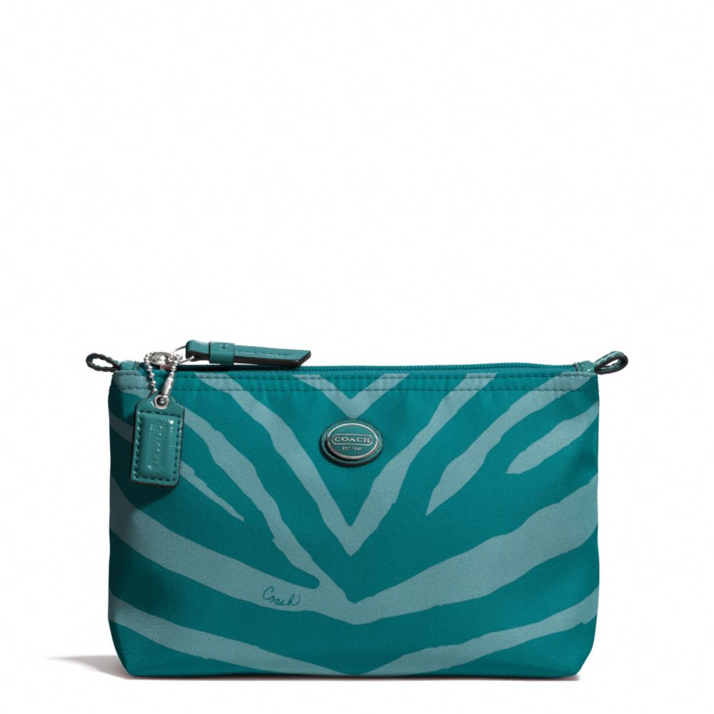 COACH GETAWAY ZEBRA PRINT MINI COSMETIC POUCH - SILVER/MINERAL - F77536