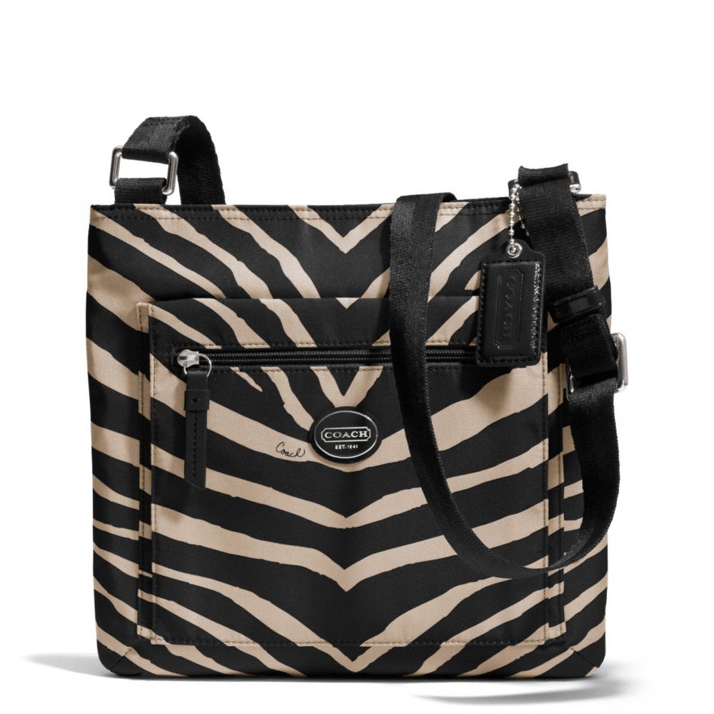 COACH F77541 Getaway Zebra Print File Bag SILVER/BLACK
