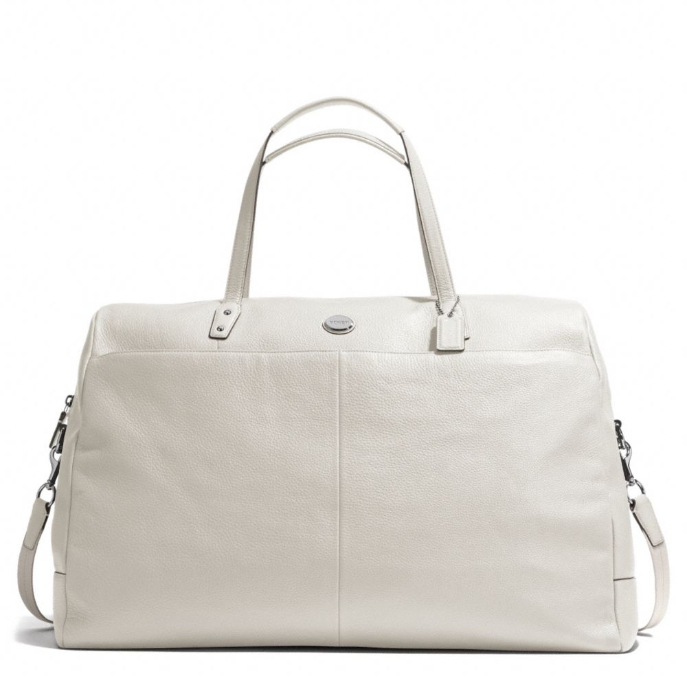 PEBBLED LEATHER LARGE BOSTON BAG - f77544 - SILVER/IVORY