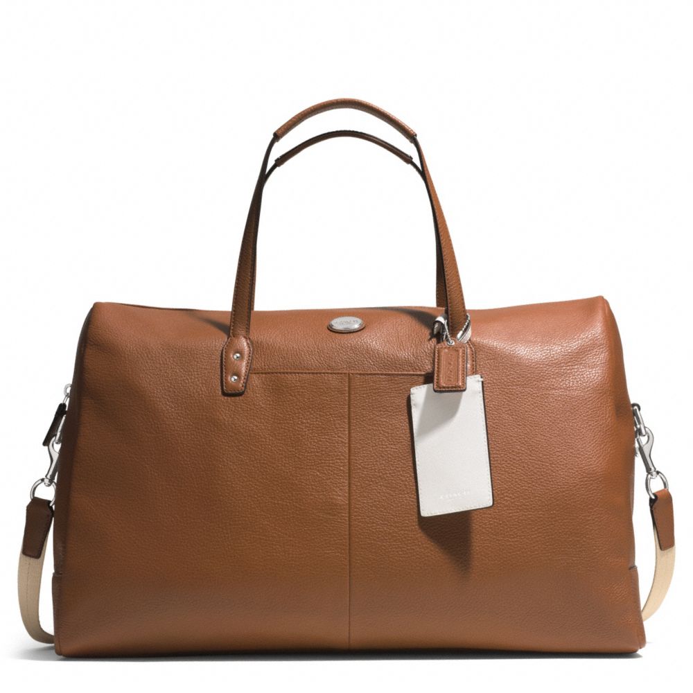 COACH F77554 PEBBLED LEATHER BOSTON BAG SILVER/CAMEL