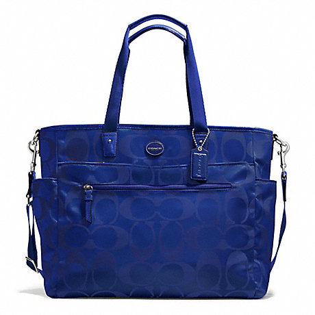 COACH f77577 SIGNATURE NYLON BABY BAG SILVER/INDIGO