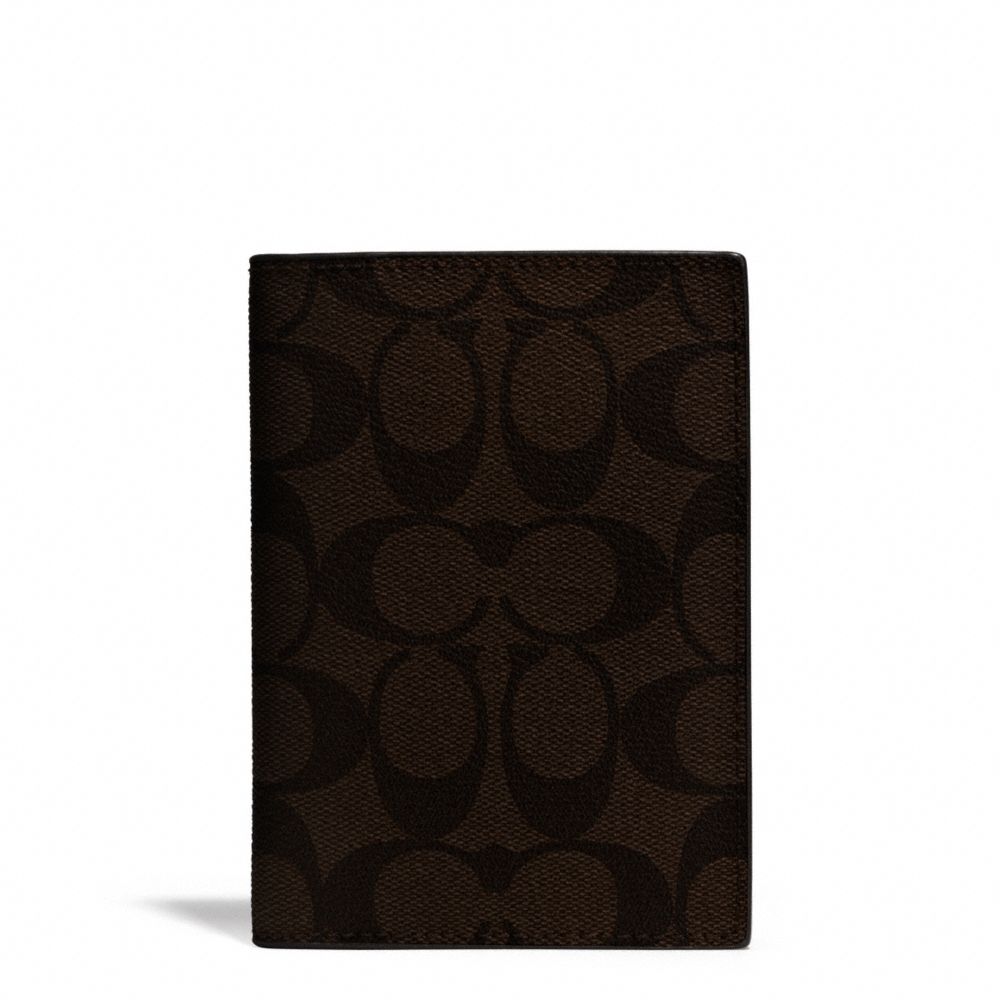 COACH SIGNATURE COATED CANVAS PASSPORT CASE - SILVER/BROWN/BLACK - f77603