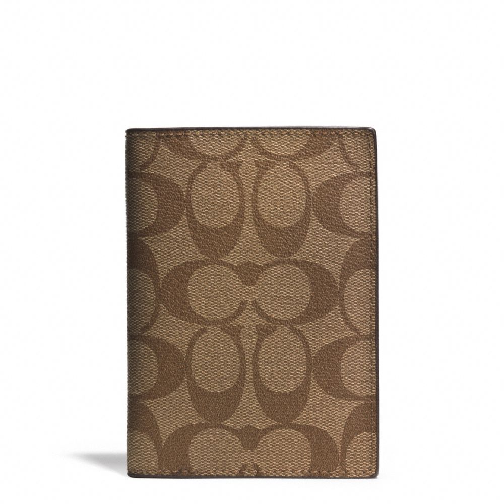 SIGNATURE COATED CANVAS PASSPORT CASE - SILVER/KHAKI/RASPBERRY - COACH F77603