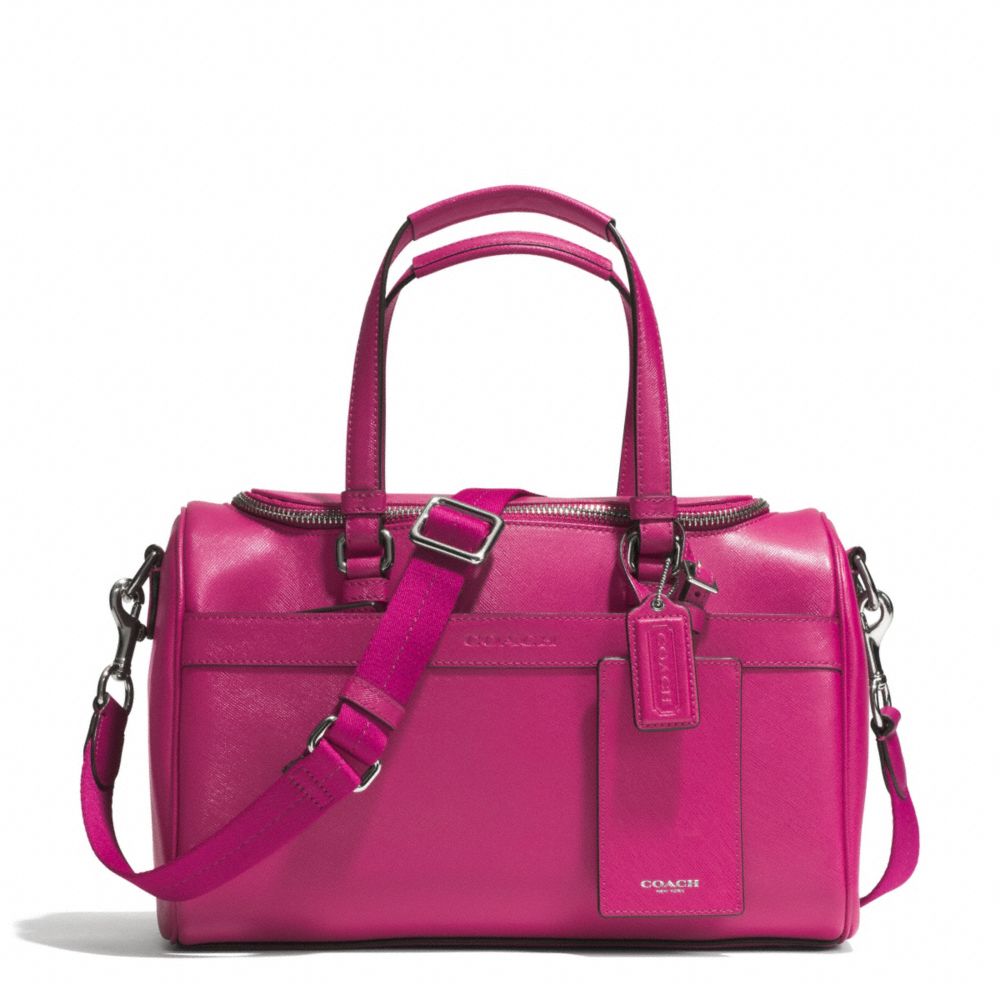 COACH SAFFIANO TRAIN CASE - SILVER/RASPBERRY - F77607