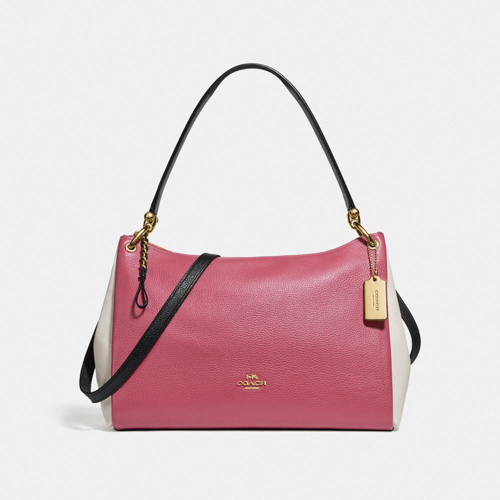 MIA SHOULDER BAG IN COLORBLOCK - F77684 - ROUGE MULTI/GOLD