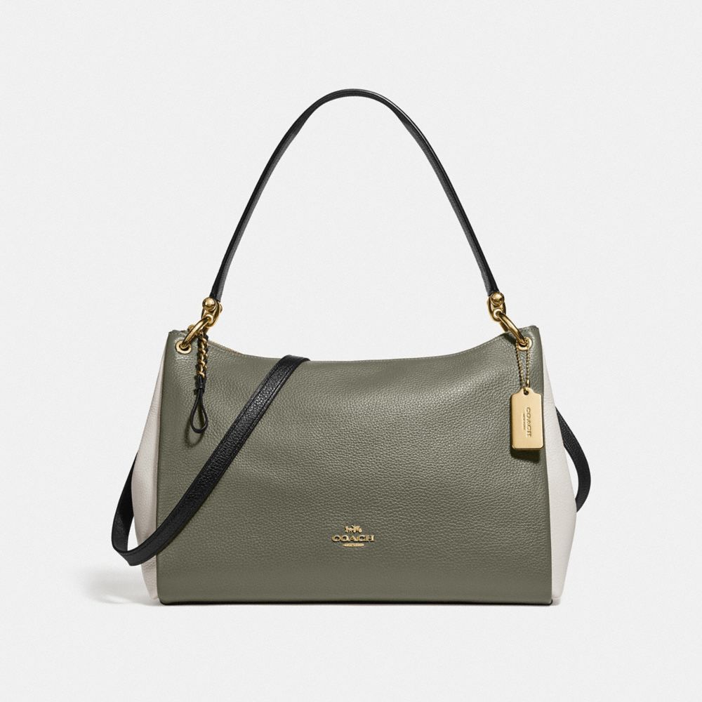 MIA SHOULDER BAG IN COLORBLOCK - MILITARY GREEN MUTLI/GOLD - COACH F77684