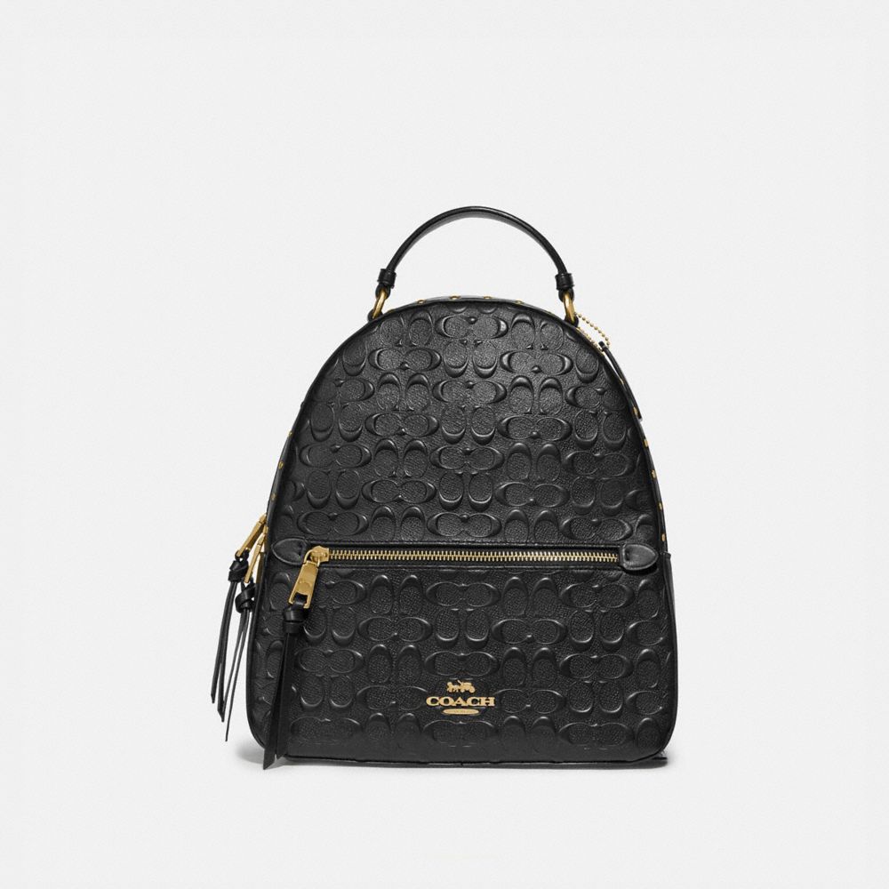 JORDYN BACKPACK IN SIGNATURE LEATHER WITH RIVETS - F77688 - BLACK/GOLD