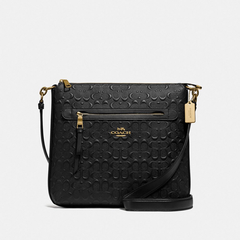 MAE FILE CROSSBODY IN SIGNATURE LEATHER - BLACK/GOLD - COACH F77689