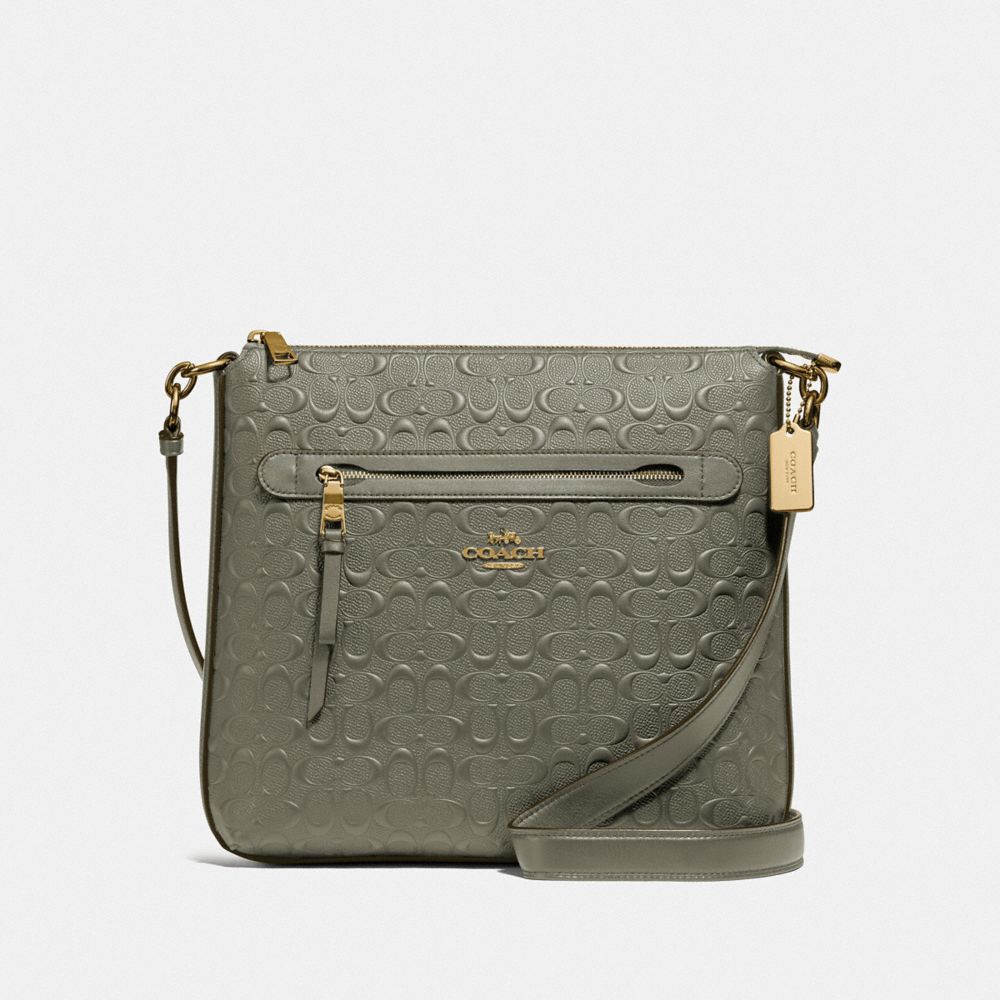 COACH F77689 MAE FILE CROSSBODY IN SIGNATURE LEATHER MILITARY GREEN/GOLD