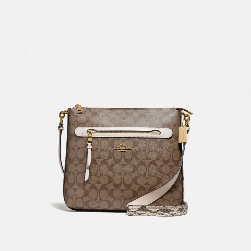 COACH F77693 - MAE FILE CROSSBODY IN SIGNATURE CANVAS KHAKI/CHALK MULTI/GOLD