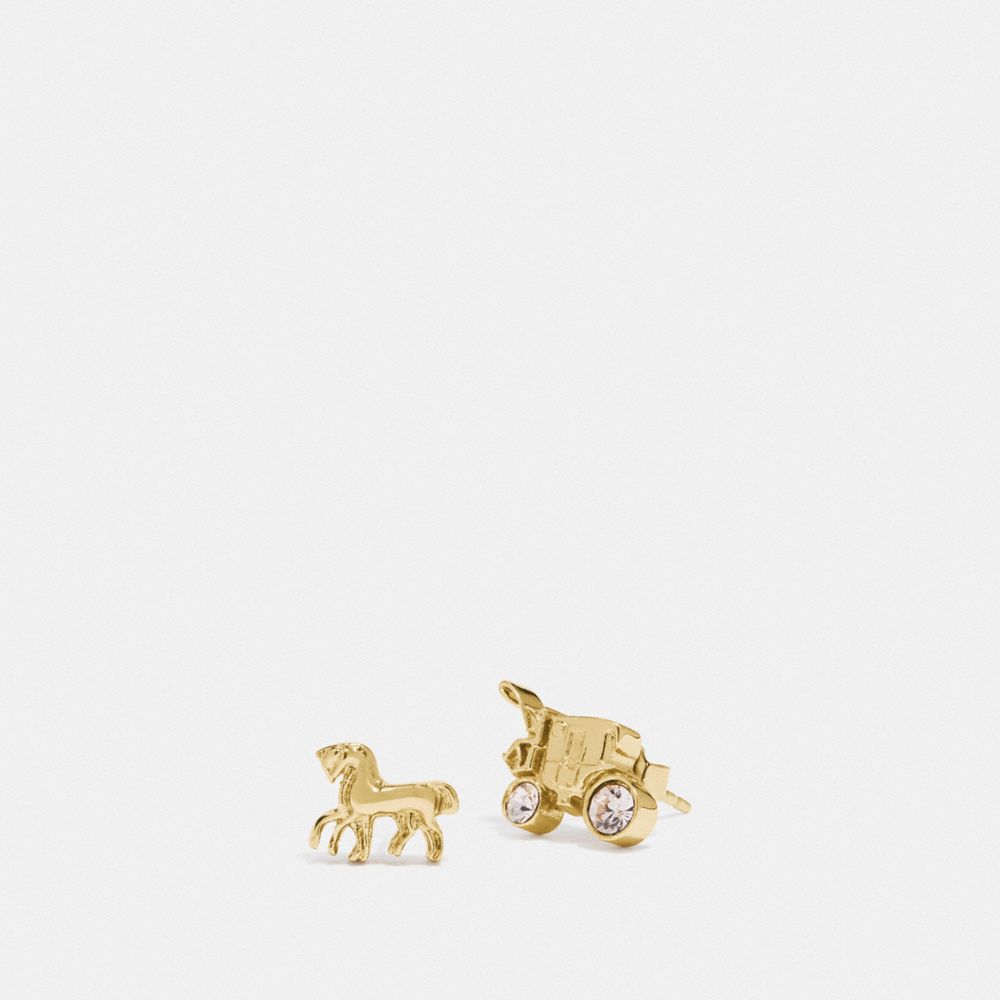 COACH F77695 HORSE AND CARRIAGE STUD EARRINGS GOLD