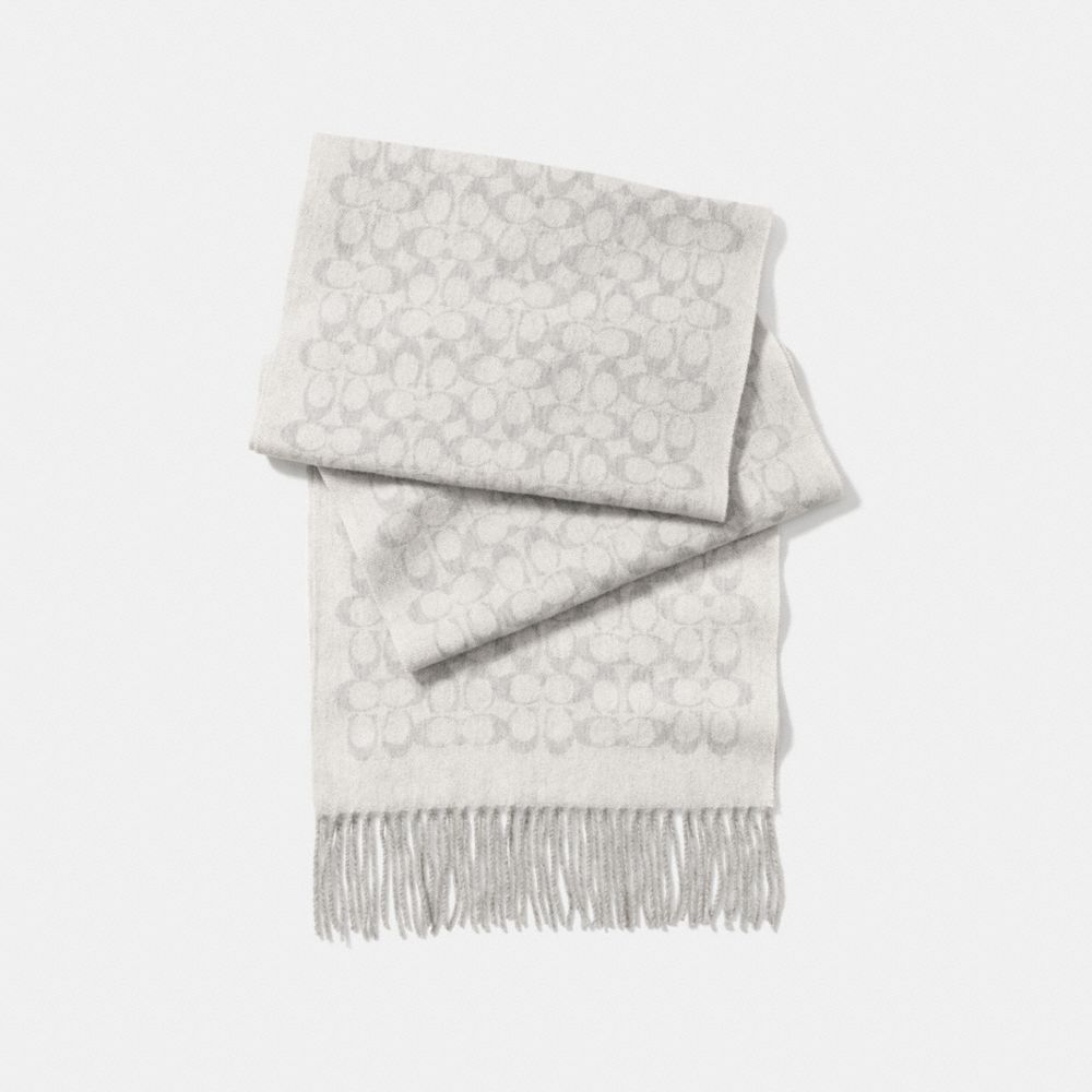 SIGNATURE MUFFLER - COACH F77705 - HEATHER GREY