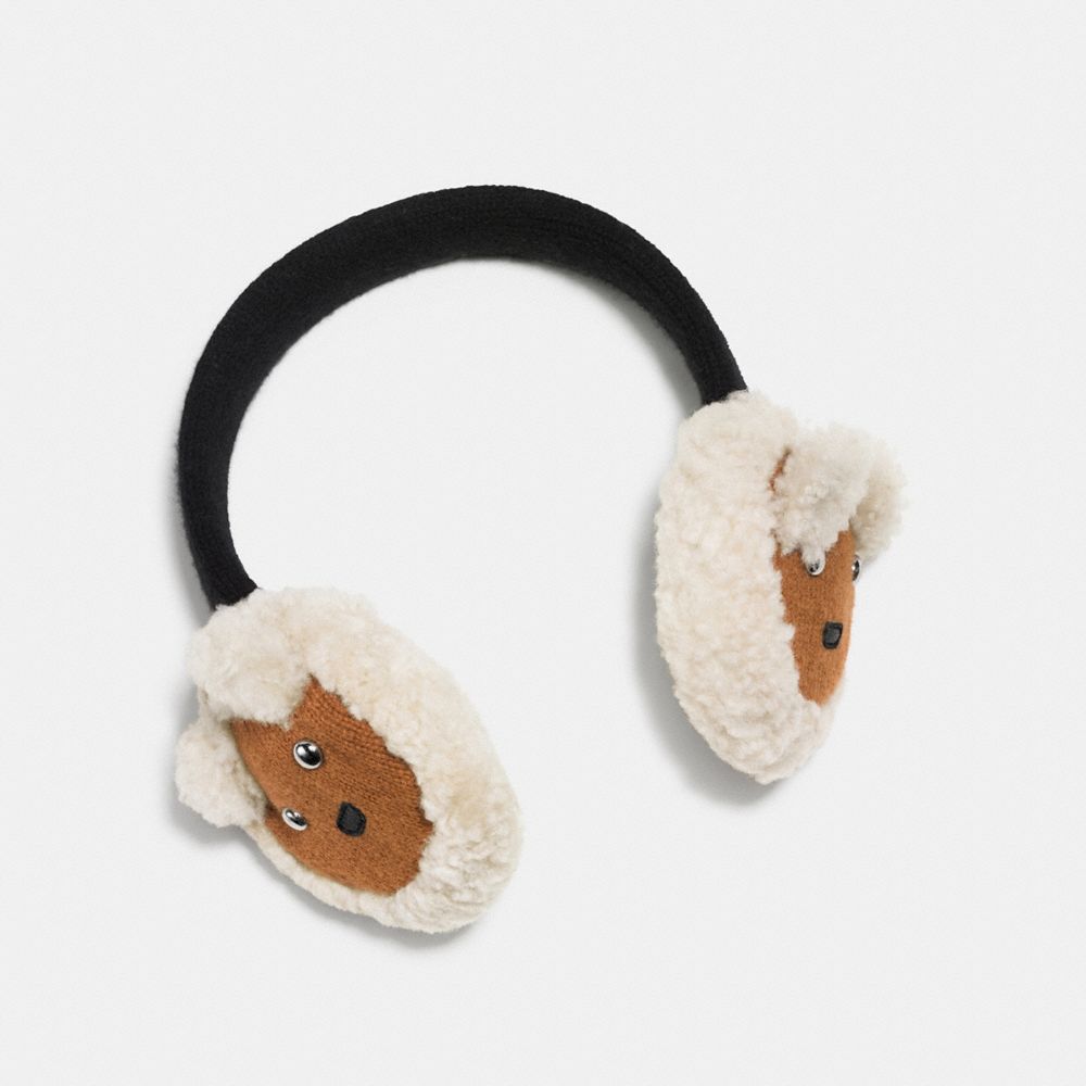 BEAR SHEARLING EARMUFFS - f77731 - BLUE/CREAM