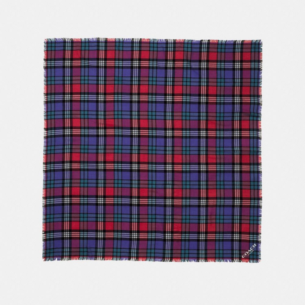 PLAID OVERSIZED SQUARE - f77768 - TRUE RED/PURPLE