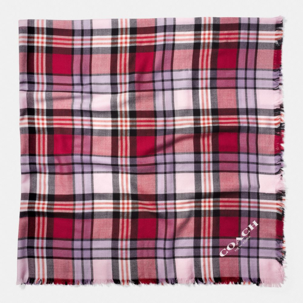 COACH PLAID OVERSIZED SQUARE - RED/MULTICOLOR - f77768