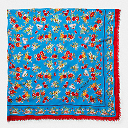 FLORAL WOVEN OVERSIZED SQUARE SCARF - AZURE - COACH F77801