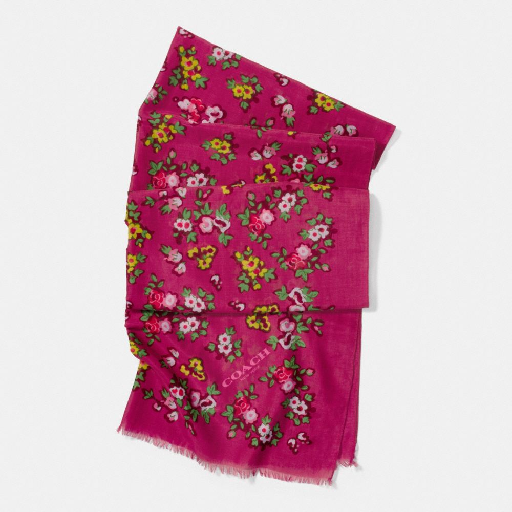 COACH F77803 FLORAL OBLONG SCARF DAHLIA