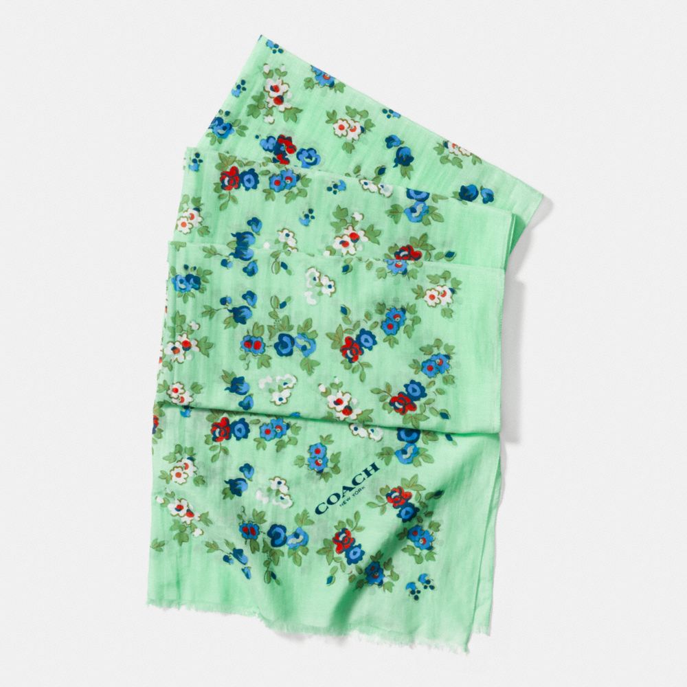 FLORAL OBLONG SCARF - SEAGLASS - COACH F77803