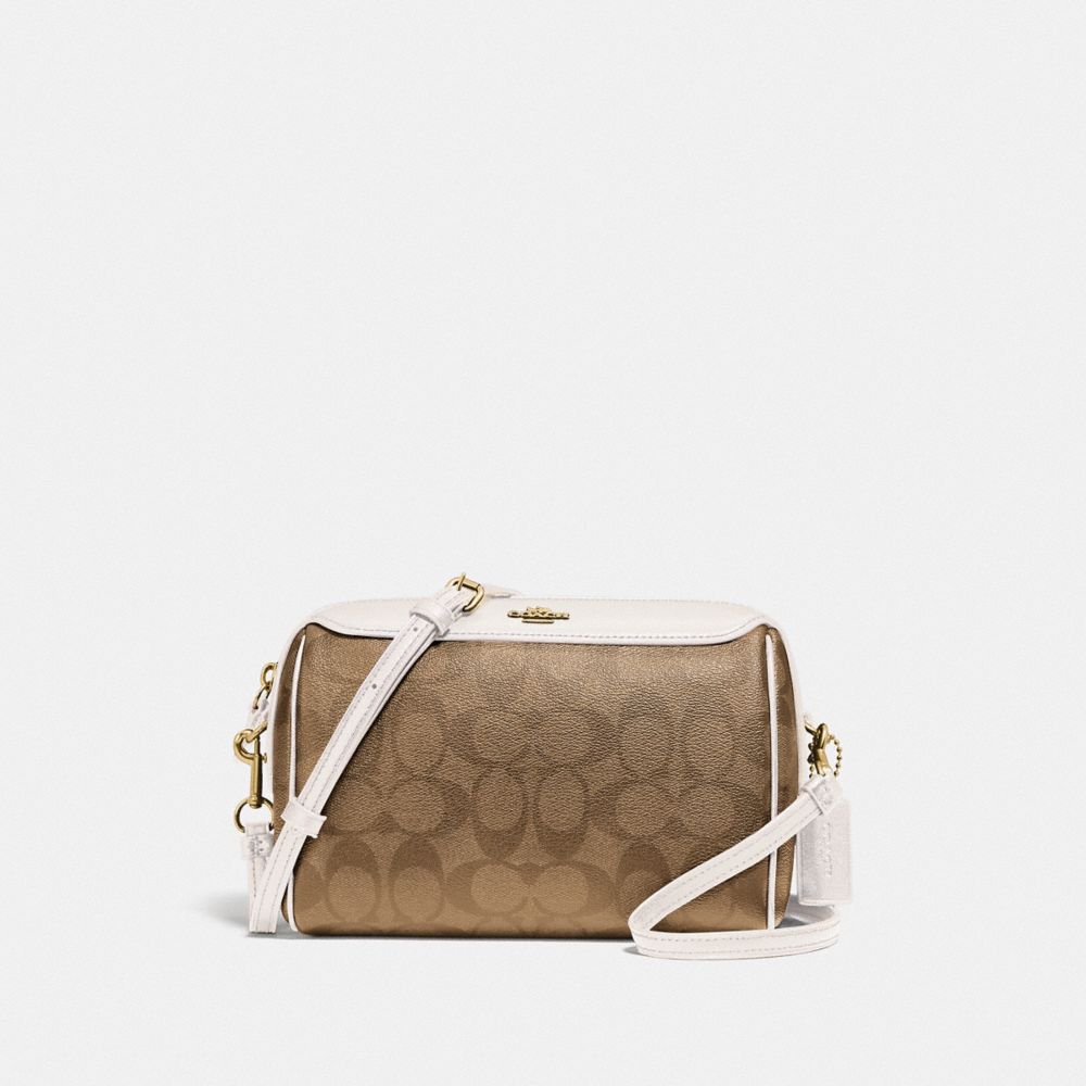 BENNETT CROSSBODY IN SIGNATURE CANVAS - F77879 - KHAKI/CHALK/GOLD