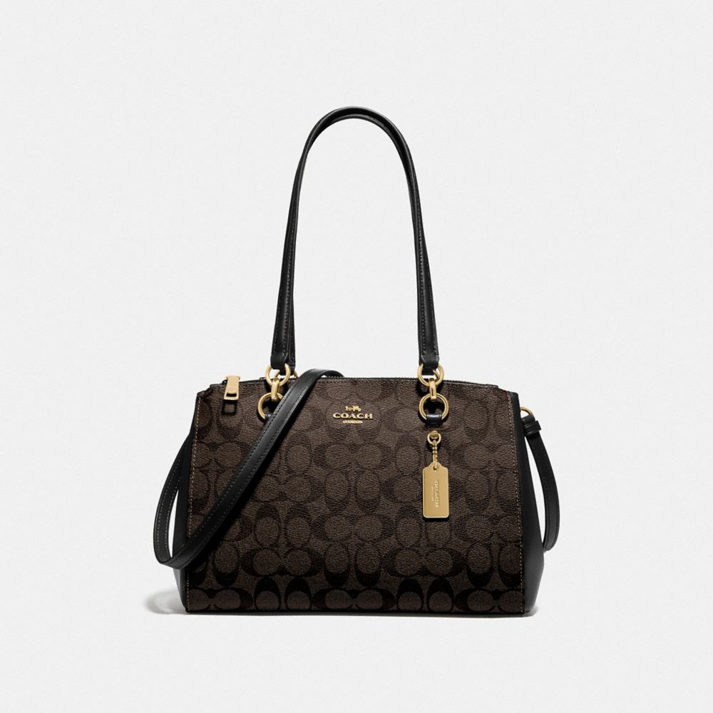 COACH ETTA CARRYALL IN SIGNATURE CANVAS - BROWN/BLACK/GOLD - F77881