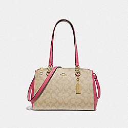 COACH F77881 - ETTA CARRYALL IN SIGNATURE CANVAS LIGHT KHAKI/ROUGE/GOLD