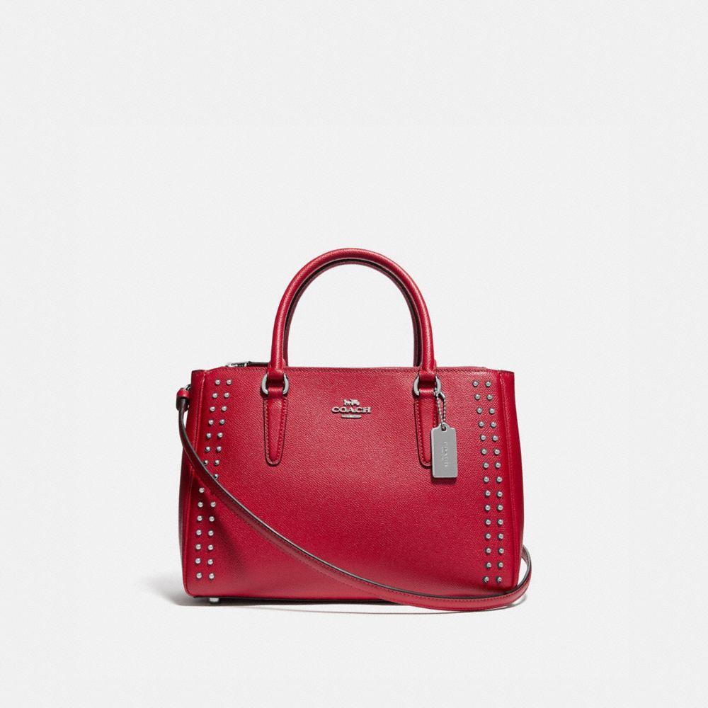 COACH SURREY CARRYALL WITH RIVETS - BRIGHT CARDINAL/SILVER - F77910