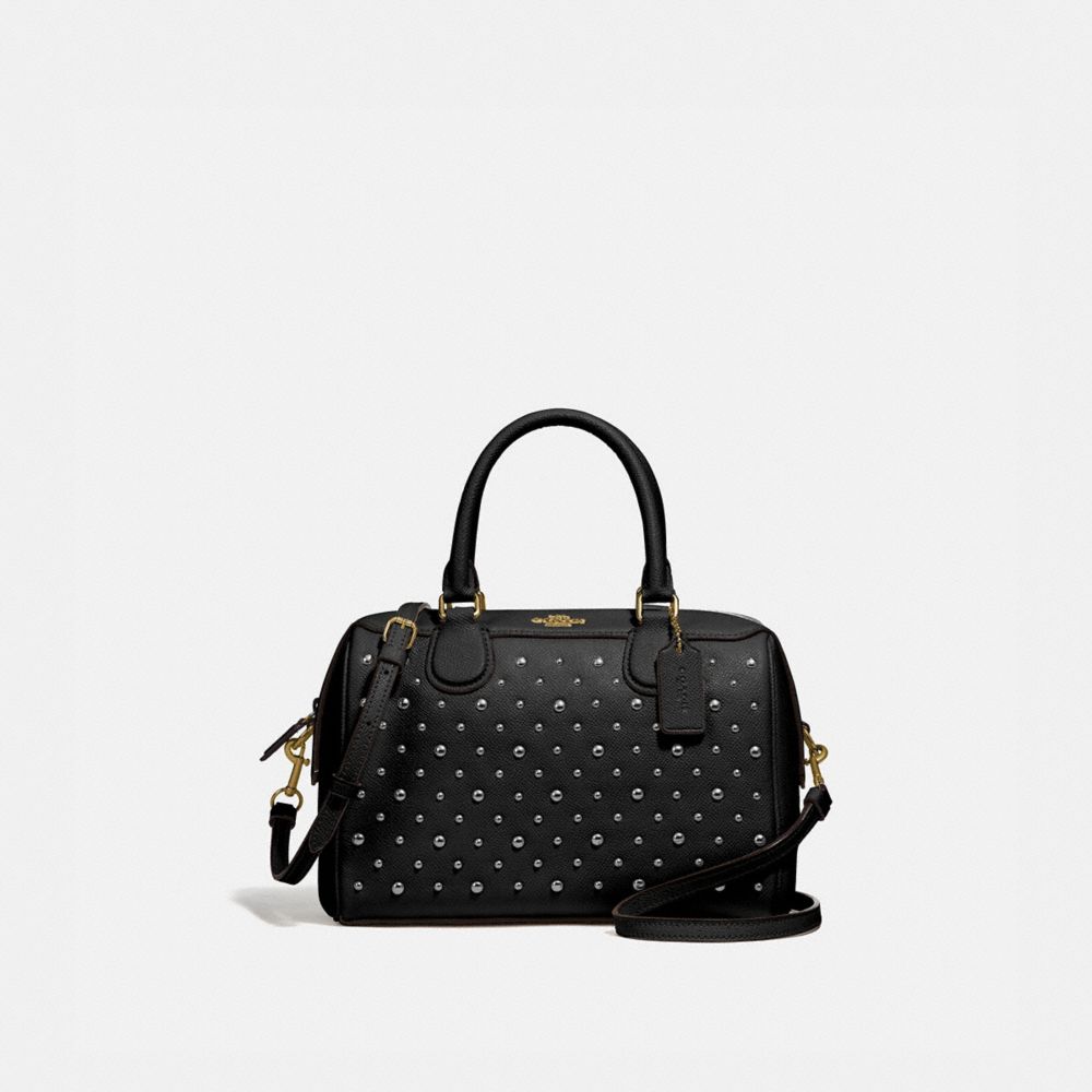 COACH F77913 - MINI BENNETT SATCHEL WITH RIVETS BLACK/IMITATION GOLD