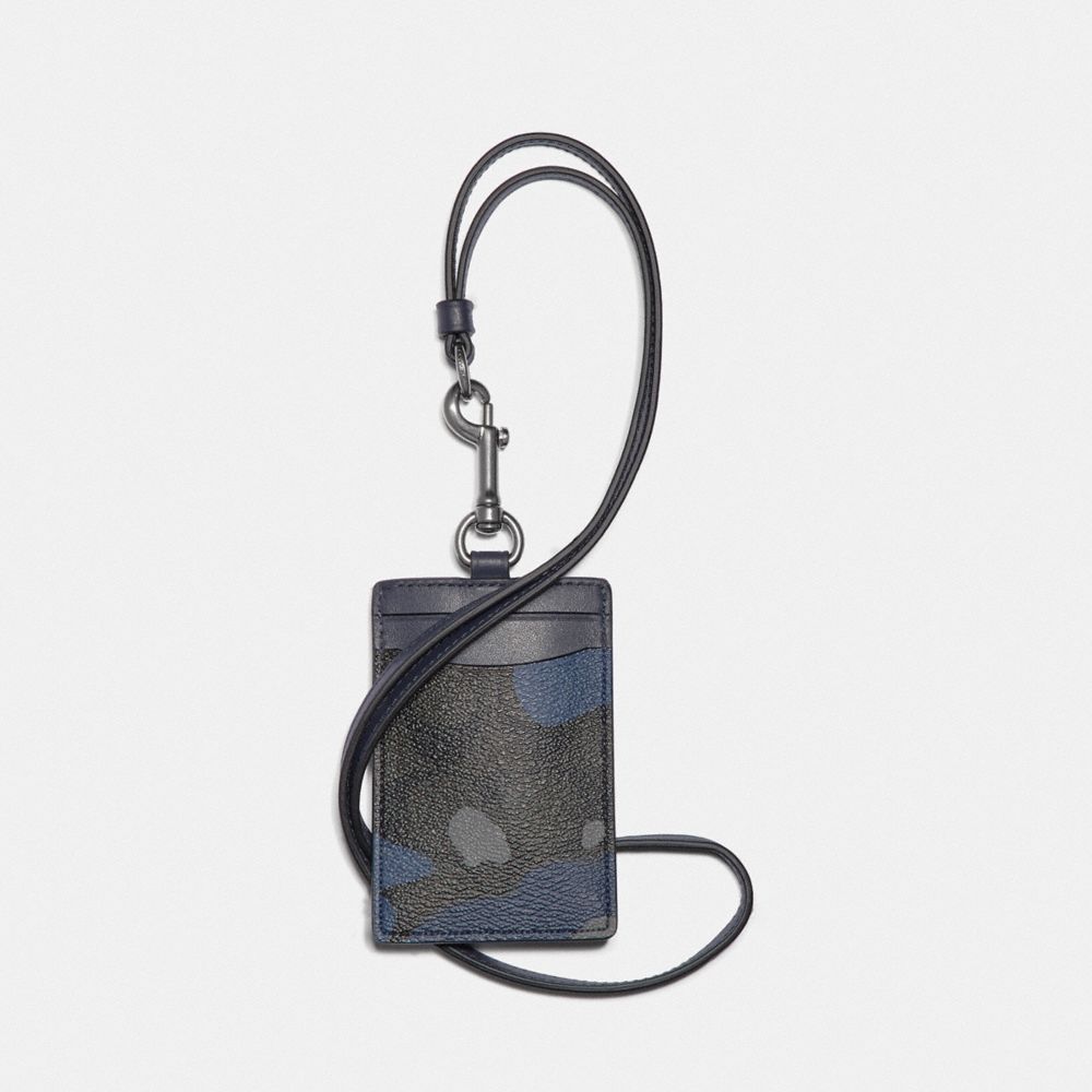 ID LANYARD IN SIGNATURE CANVAS WITH CAMO PRINT - BLUE MULTI/BLACK ANTIQUE NICKEL - COACH F77931