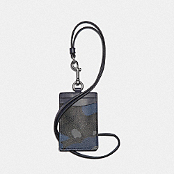 ID LANYARD IN SIGNATURE CANVAS WITH CAMO PRINT - BLUE MULTI/BLACK ANTIQUE NICKEL - COACH F77931