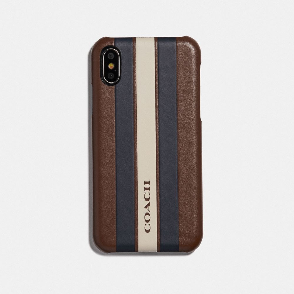 COACH F77935 Iphone X/xs Case With Varsity Stripe SADDLE/MIDNIGHT NVY/CHALK/BLACK ANTIQUE NICKEL