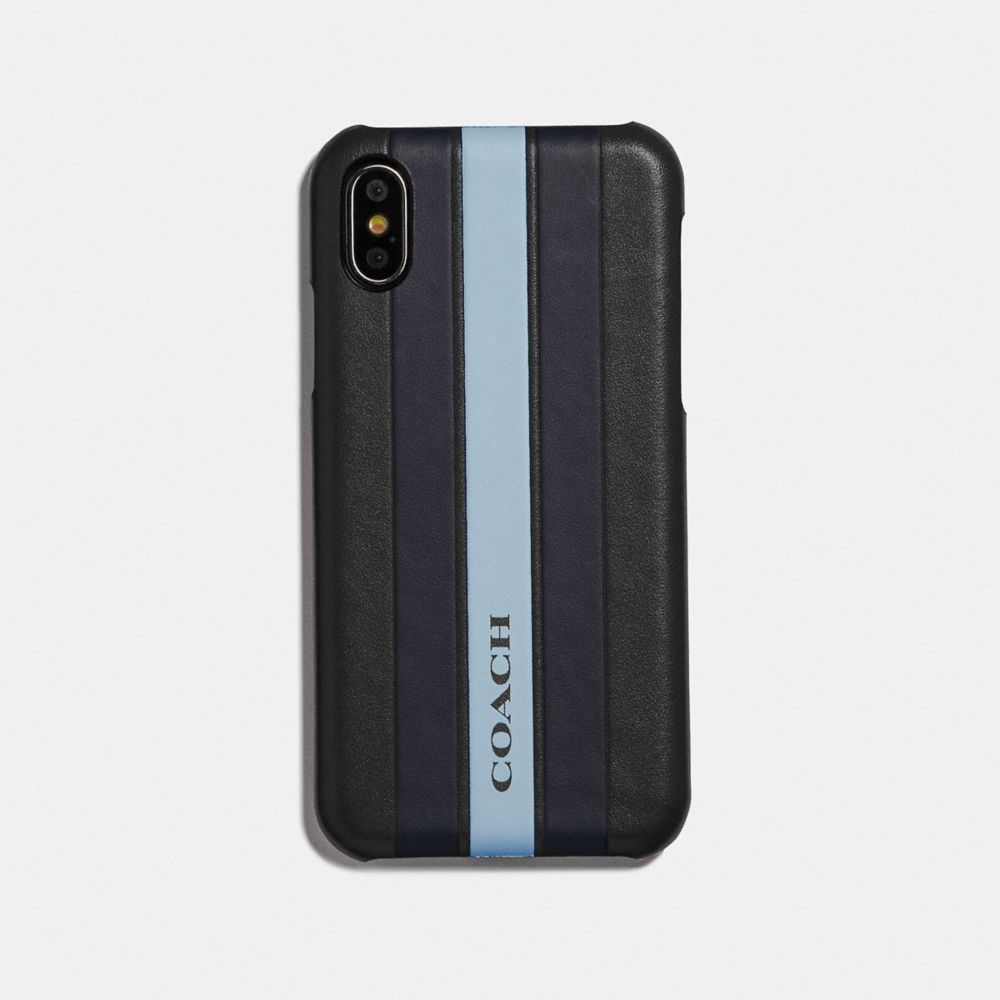 COACH F77935 Iphone X/xs Case With Varsity Stripe BLACK/ MIDNIGHT NAVY/ WASHED BLUE/BLACK ANTIQUE NICKEL