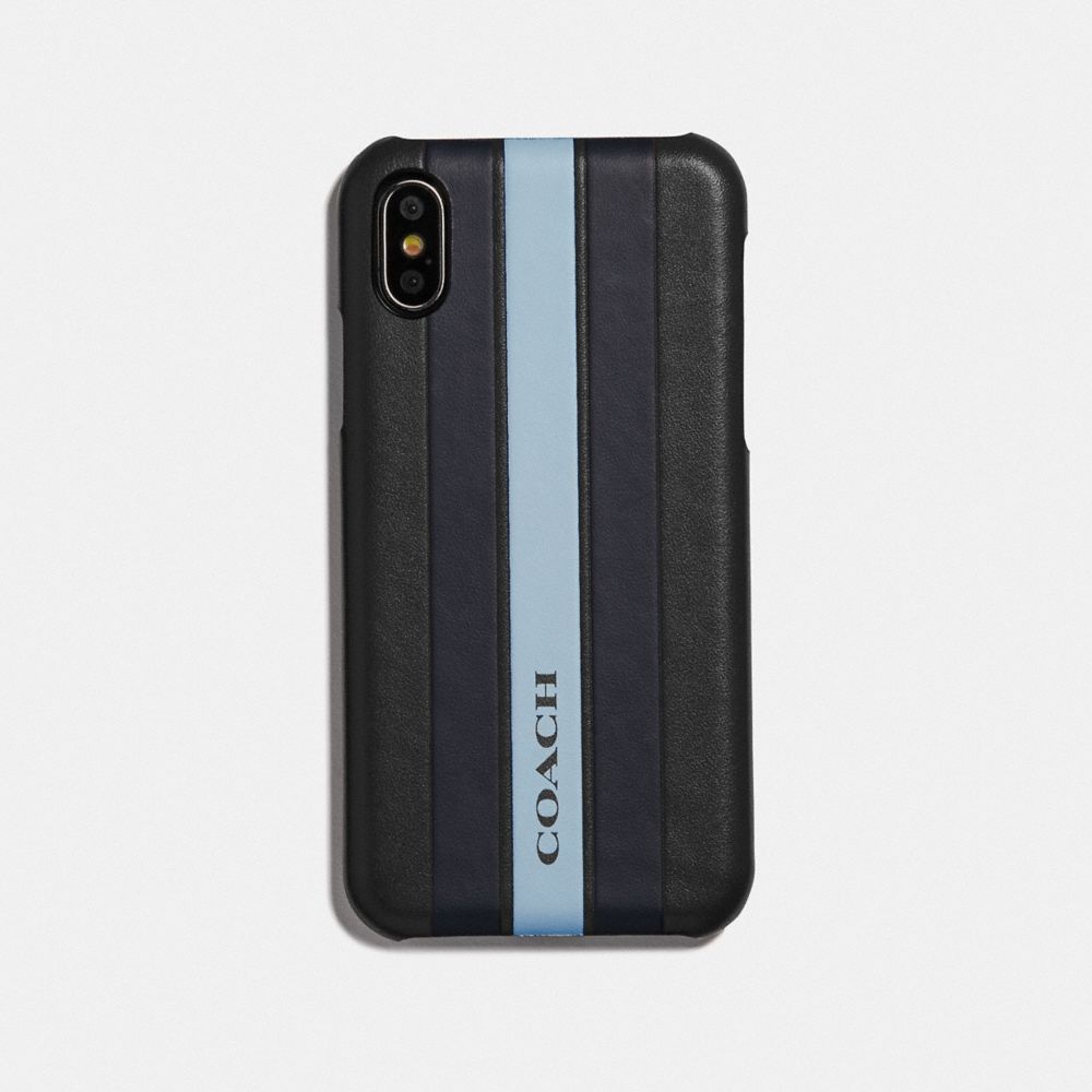 COACH F77935 - IPHONE X/XS CASE WITH VARSITY STRIPE BLACK/ MIDNIGHT NAVY/ WASHED BLUE/BLACK ANTIQUE NICKEL