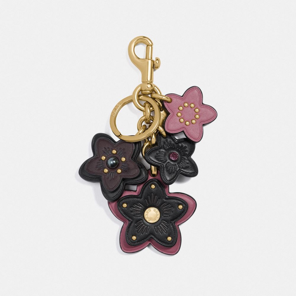 WILDFLOWER MIX BAG CHARM - GD/OXBLOOD - COACH F77960