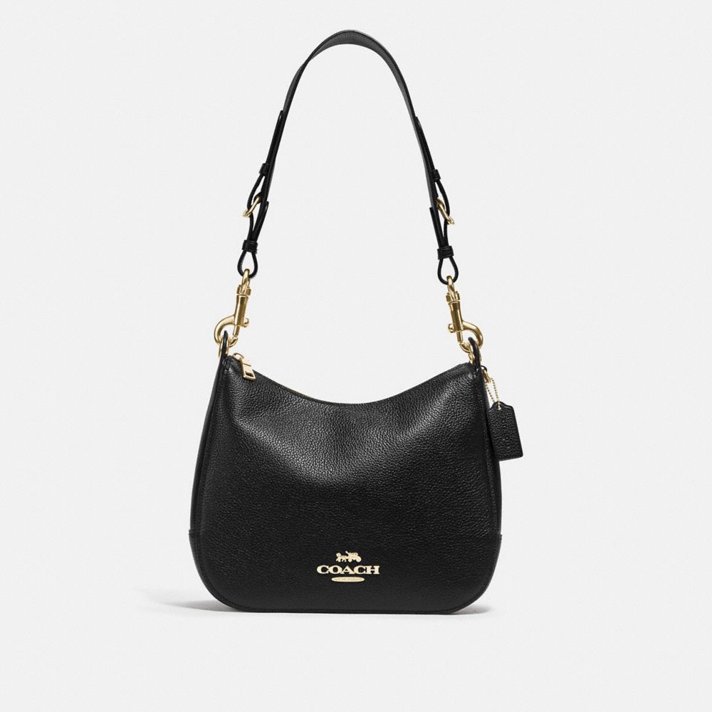 COACH F77980IMBLK JES HOBO WITH SIGNATURE CANVAS STRAP IM/BLACK