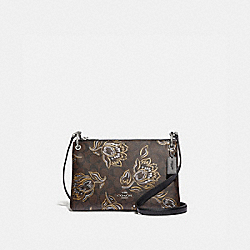 MIA CROSSBODY IN SIGNATURE CANVAS WITH TULIP PRINT - F77982 - SV/CHESTNUT METALLIC