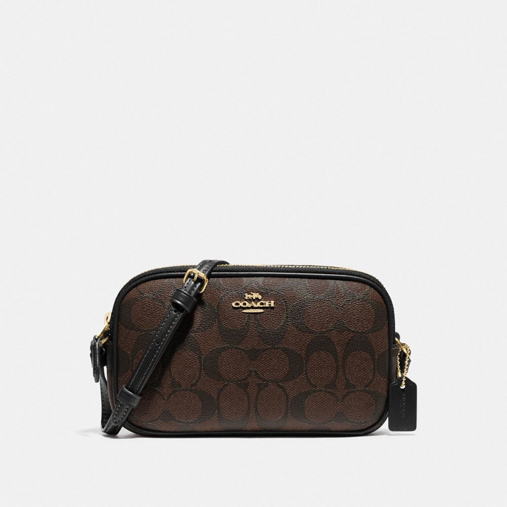COACH F77996 - CROSSBODY POUCH IN SIGNATURE CANVAS BROWN/BLACK/GOLD